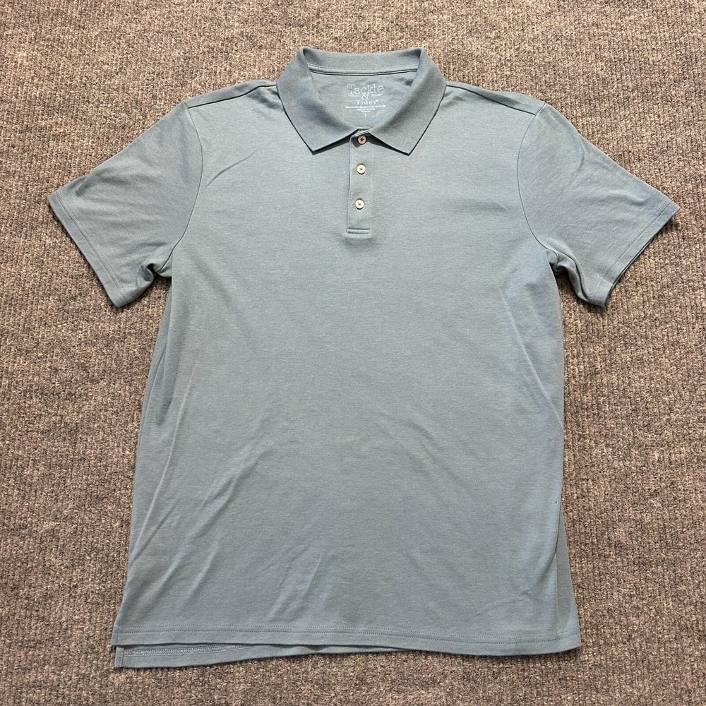 Tackle & Tides Mens Polo Shirt Size L Large Blue Cotton Blend Short Sleeve